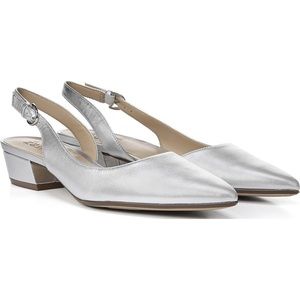 Naturalizer silver sling back Banks pointed flats